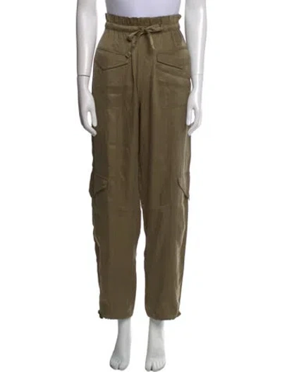 Pre-owned Ganni Straight Leg Pants In Green