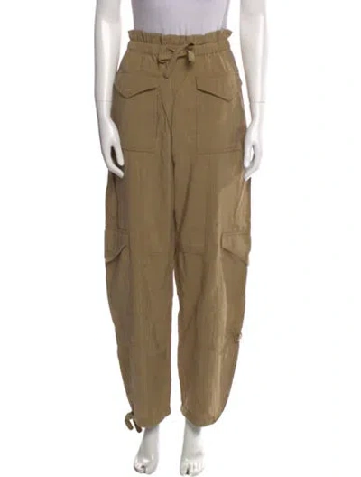 Pre-owned Ganni Straight Leg Pants In Green