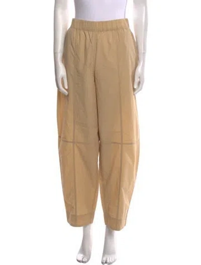 Pre-owned Ganni Straight Leg Pants In Neutral