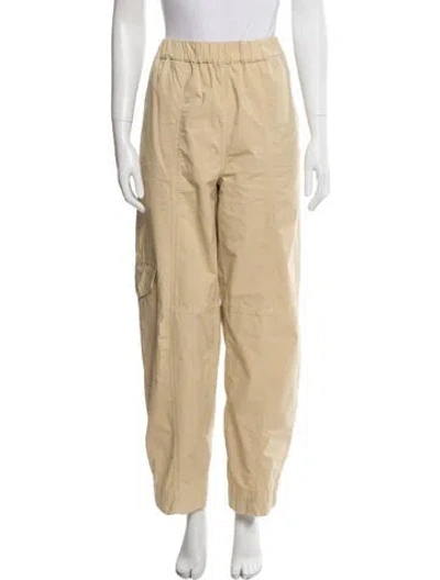 Pre-owned Ganni Straight Leg Pants In Neutral