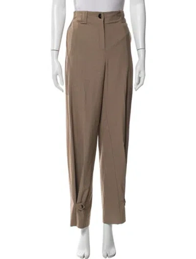 Pre-owned Ganni Straight Leg Pants In Neutral