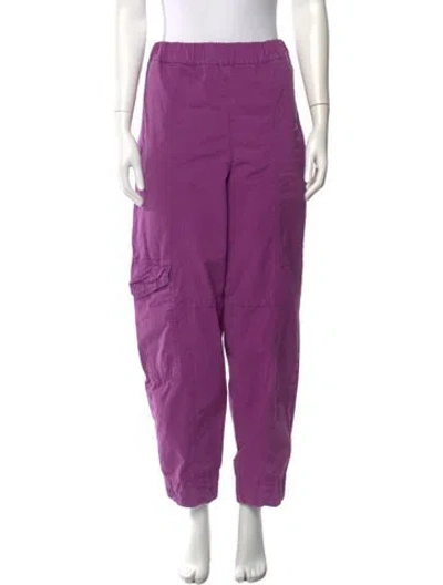 Pre-owned Ganni Straight Leg Pants In Purple