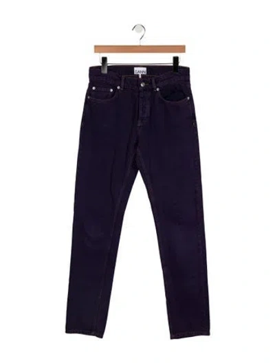 Pre-owned Ganni Straight Leg Pants In Purple
