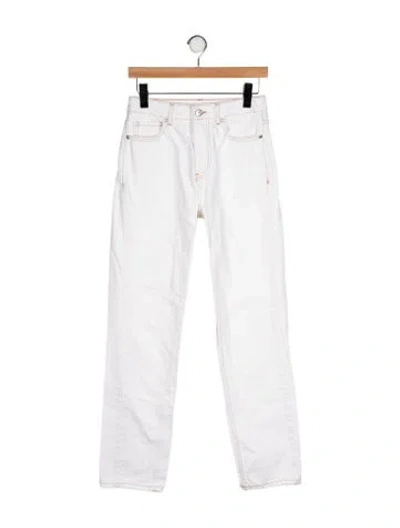 Pre-owned Ganni Straight Leg Pants In White
