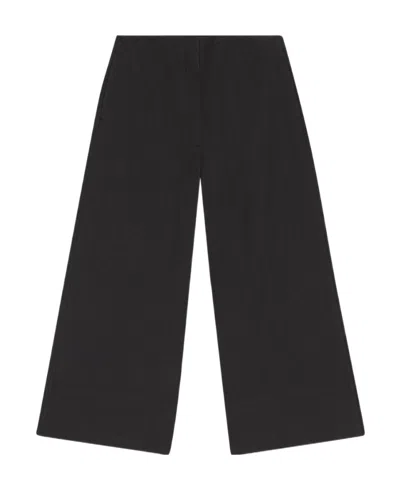 GANNI COTTON SUITING CROPPED WIDE PANTS