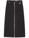 Ganni Zip-up Crepe Midi Skirt In Black