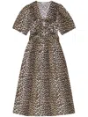 Ganni Leopard Print Midi Dress In Animal Print
