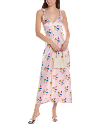Ganni Strap Silk-blend Midi Dress In White