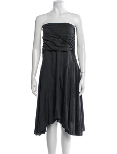 Pre-owned Ganni Strapless Midi Length Dress In Gray
