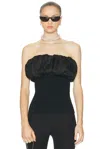 Ganni Black Ribbed Knit Top With Off-shoulder Design In Black