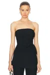 Ganni Strapless Beaded Suiting Top In Black