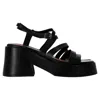 Ganni Strappy Platform Sandals In Black Calf Leather In Black