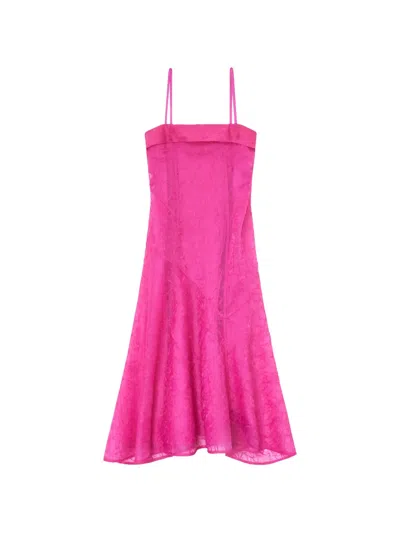 Ganni Straps A-line Midi Dress In Pink