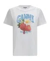 Ganni Womens Bright White Jersey Strawberry Printed Round-neck Cotton-jersey T-shirt In White