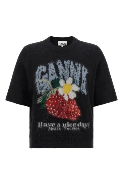 Ganni 'strawberry' Sweater In Black