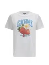 Ganni Womens Bright White Jersey Strawberry Printed Round-neck Cotton-jersey T-shirt In White