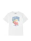Ganni Womens Bright White Jersey Strawberry Printed Round-neck Cotton-jersey T-shirt In White