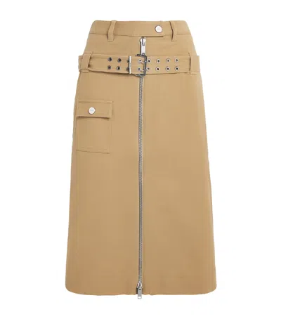 Ganni Stretch-cotton Belt Mini Skirt In Brown