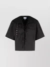 Ganni Stretch Cotton Blouse With Button And Pocket In Black
