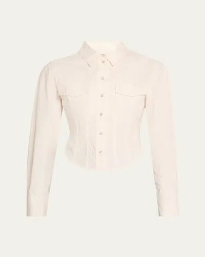 Ganni Stretch Cotton Corset Shirt In White