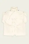 Ganni Stretch Cotton Cowl-neck Blouse In Egret
