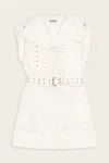 Ganni Stretch Cotton Mini Dress In Egret