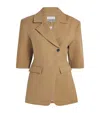 Ganni Stretch-cotton Single-button Blazer In Brown