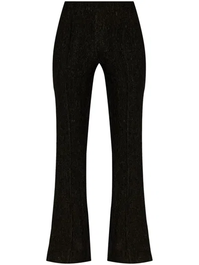 Ganni Stretch Crepe Flared Pants In Black