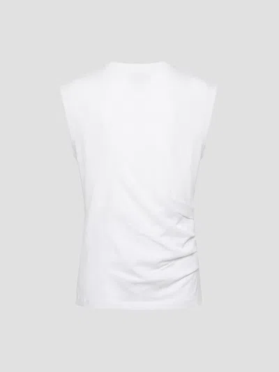 Ganni Stretch Heavy T-shirt Draped Blouse In White