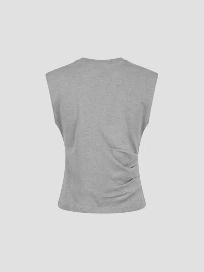 Ganni Stretch Heavy T-shirt Draped Blouse In Gray