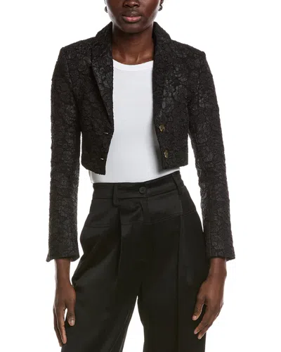 GANNI GANNI STRETCH JACQUARD CROPPED BLAZER