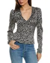 Ganni Graphic-print Silk Blouse In Black