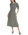 Ganni Gray Open Back Midi Dress In Black