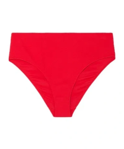 Ganni Stretch Solidcolor Bikini Bottoms In Red