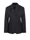 Ganni Striped Blazer Featuring Front Pockets In Black