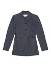 Ganni Stretch Stripe Blazer In Grey