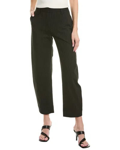 Ganni Stretch Stripe Mid-waist Pant In Black