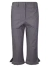 Ganni Stretch Stripe Tailoring Capri Pants In Gray