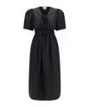 Ganni Belted Bow-embellished Stretch-cotton Poplin Midi Dress In Black