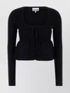 Ganni Stretch Viscose Blend Peplum Cardigan