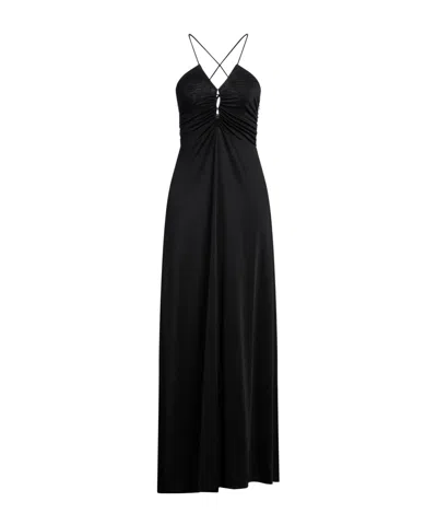 Ganni Crepe Jersey Maxi Dress In Black