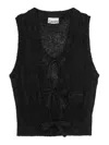 Ganni Knitted Tie String Vest In Black