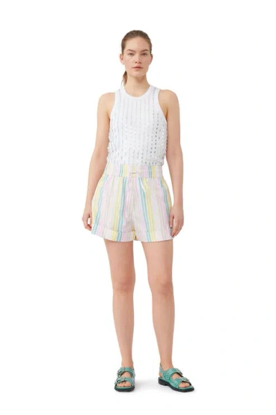 Ganni Stripe Cotton Elasticated Shorts