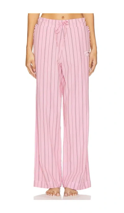 Ganni Stripe Cotton Pyjamas Pants In Lilac Sachet