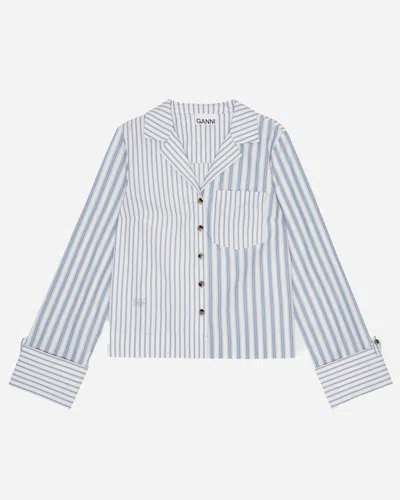 GANNI GANNI STRIPE COTTON SHIRT | BLUE SHIRT | NAKED CPH