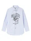 Ganni Stripe Graphic Shirt In Blue