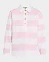 Ganni Striped Cotton Jersey Polo Sweater In Mauve Chalk
