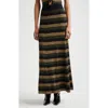 Ganni Striped Skirt In Brown Multicolor