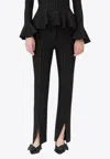 Ganni Stripe Mid Waist Pants In Black