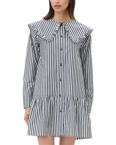 GANNI STRIPE MINI SHIRT DRESS
